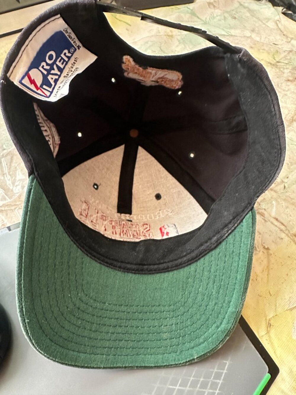 Vintage Seattle Super Sonics Pro Player Snapback Hat 90s NBA RARE Shawn Kemp Gar - Picture 10 of 12